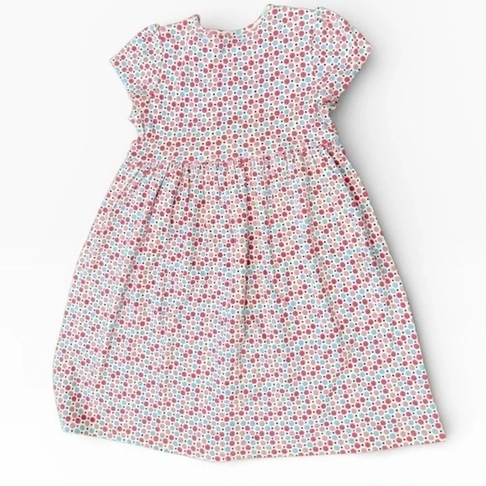 Gymboree Girls Pink Blue Polka Dot Monogram Initial M Cotton Dress Size‎ 10